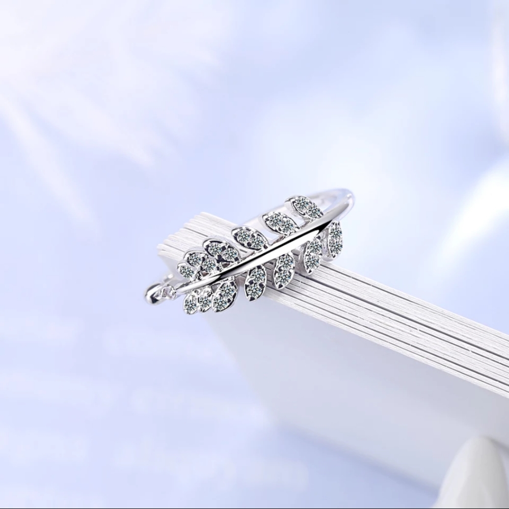 🆕 S925 🌿 Silver Olive Leaf Promise Ring - Picture 3 of 8